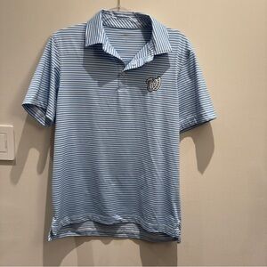 Vineyard Vines White Washington Nationals Light Blue & White Stripe Polo Shirt S